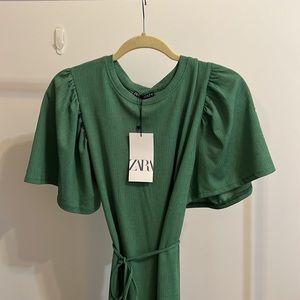 Hunter green Zara midi dress
